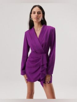 MISHA Long Sleeve Ruffle Wrap Mini Dress