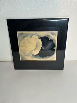 Georgia O'Keeffe "Purple and White Petunias" Framed Fine Art Ceramic