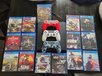 PS4 Slim with 3 controllers & 15 games
