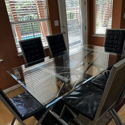 6-seat Glass Dining Table Set