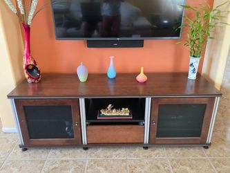Salamander Designs Synergy 236 A/V TV Stand in Walnut Wood and Aluminum Frame, 66" x 20" x 22"