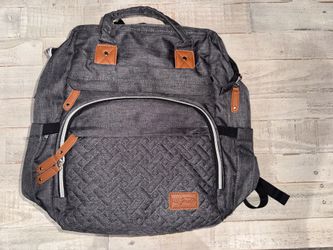 DEFenstar Gray Brown Canvas Diaper Backpack Adjustable Strap Numerous Sections