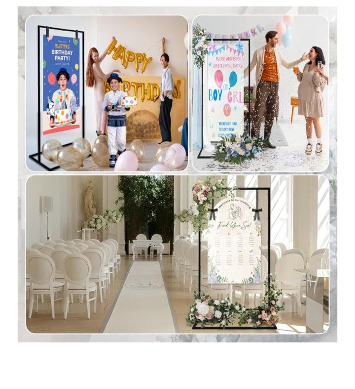 OurWarm Metal Wedding Sign Stand, Adjustable Welcome to Our Wedding Sign Holder, Heavy Duty Easel Stand for Sign