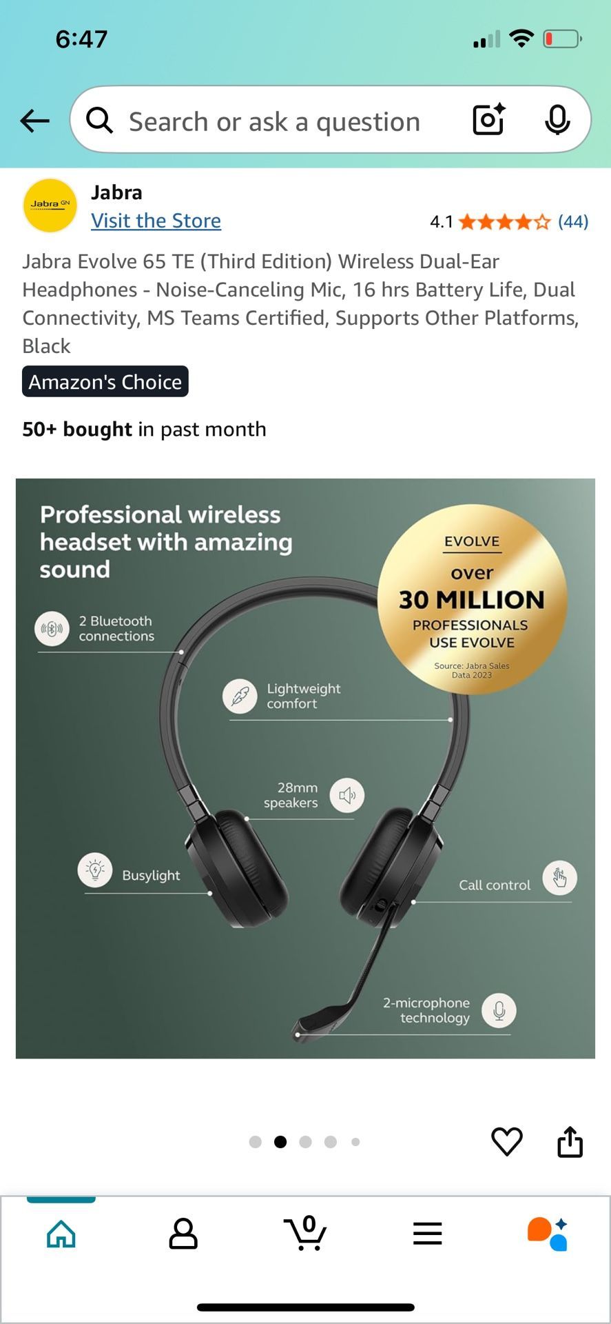 Brand New Jabra Evolve 65 Wireless Headphones - Noise-Canceling Mic