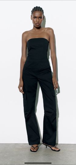 Zara Cargo Strapless Jumpsuit Xl