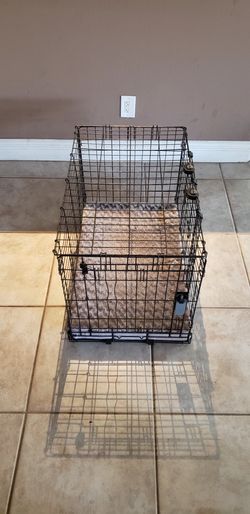 21" Tall Double Door Folding Dog Crate Cage with Pad 30" × 18.5"