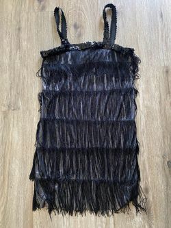 Black Sequin Fringe Mini Dress Halloween costume