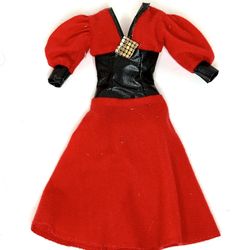 Vintage Barbie Red Felt with Black Bodice Dress