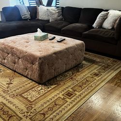 Brown Modular Sectional Sofa with Ottoman