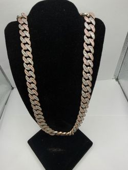 10k 2tone rose gold iced-out Cuban link chain