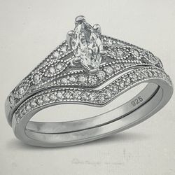 Sterling Silver 925 Wedding Engagement Set Size 7 