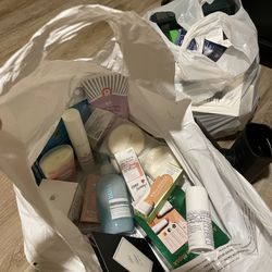 Bags full of hundreds of dollars worth of skincare and haircare