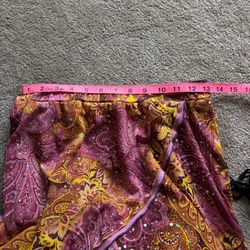 Bohemian Tiered Paisley Wrap Skirt in Burgundy and Mustard