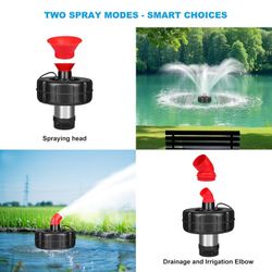 Pond Fountain Aerator, 1HP 750W 110V Stainless Steel Floating Fountain Fit for Ponds & Lakes with 100 FT Power Cord & Timer, Outdoor Ponds Water Fount