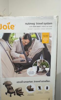 Joie Nutmeg Travel System with Mint Infant Car Seat - Maple: Adjustable Harness, 5-Point Harness, Safety Lock
