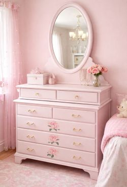 Vintage Dixie Dresser with Vanity Mirror-Refinished