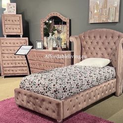 Twin Pink Velvet Bed Frame Brand New In Box 