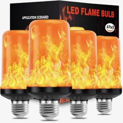 LED Flame Light Bulbs, 4 Pack Flickering Light Bulbs, 4 Modes Halloween LED Bulbs, E26 Base Fire Bulb for Halloween, Christmas Decorations, Party