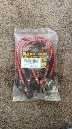 New: 18” Elastic bungee cords w hooks 10pcs