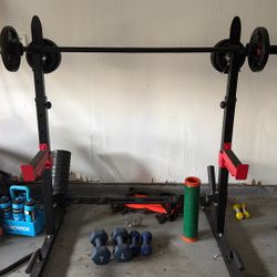 Squat Rack With Weight Plates 