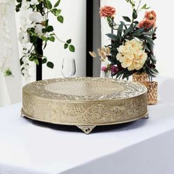 Metal Round Cake Pedestal Stand 22" Gold
