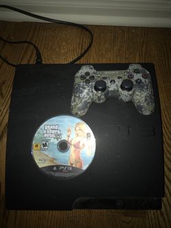 PS3 with wireless controller and GTA 5