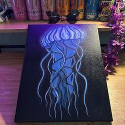 hand painted electric blue jellyfish 