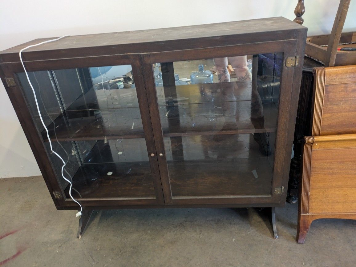 Antique Wood Curio Cabinet