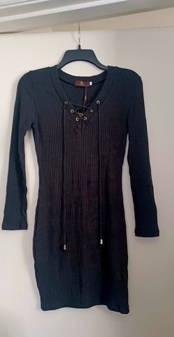 New Lace Up front black dress women's size small