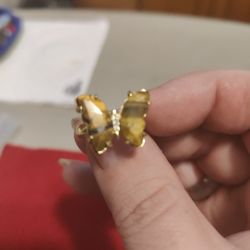 Tiger's Eye Adjustable Butterfly Ring
