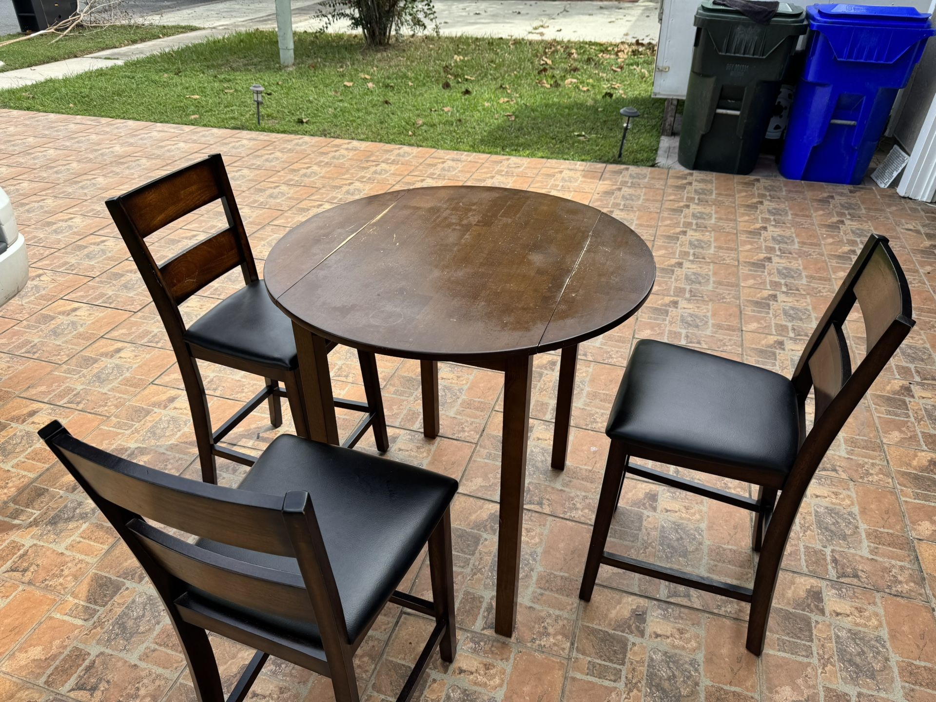 Wood Table and 3 high Chairs