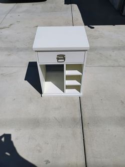 White Nightstand with Drawer and Open Shelves