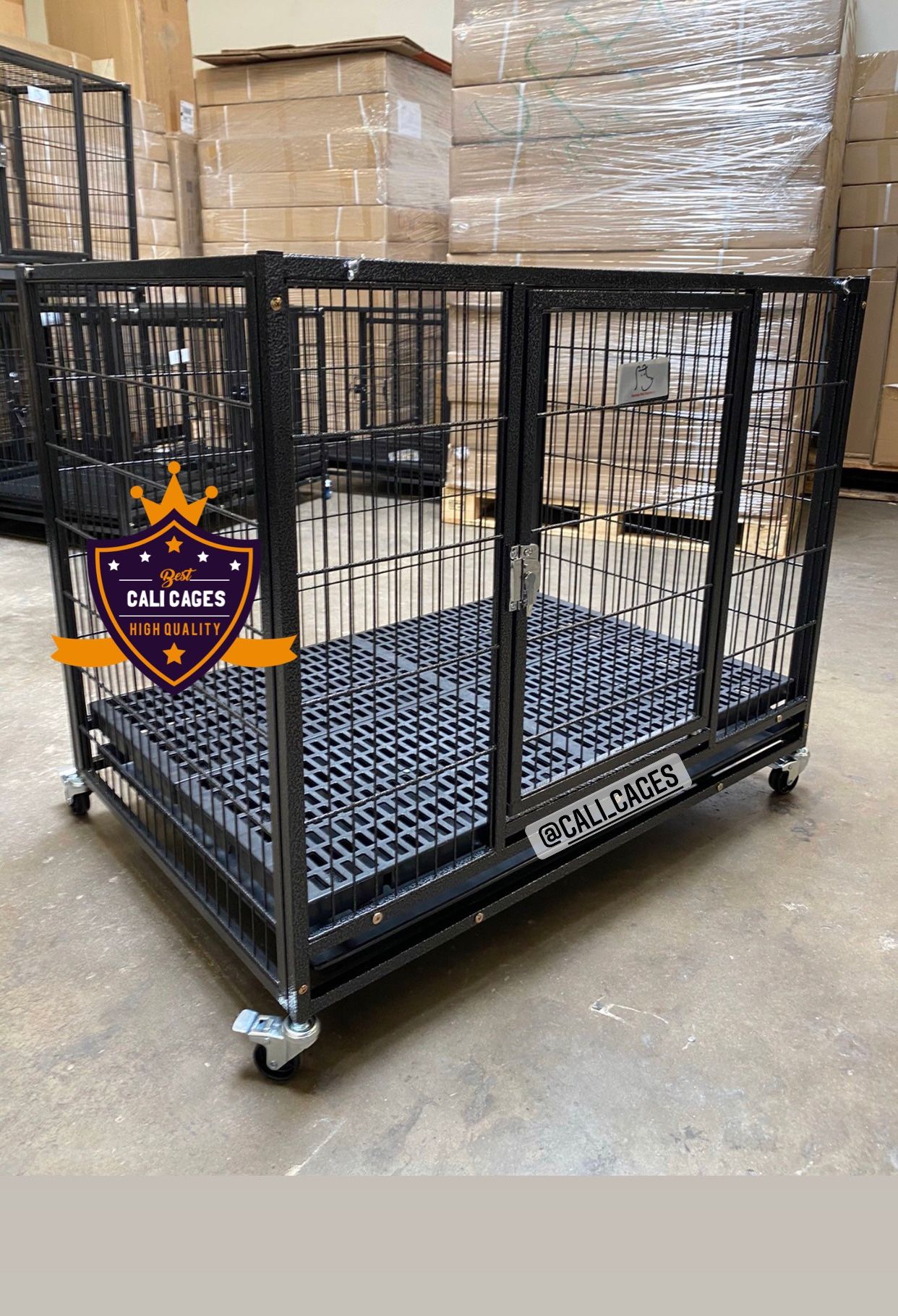 Dog Pet Cage Kennel Size 37” Medium With Metal And Plastic Floor Grid Tray And Wheels New In Box ? 