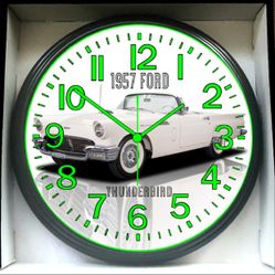 Wall Clock 1957 Ford Thunderbird Glow In The Dark Wall Clock New!