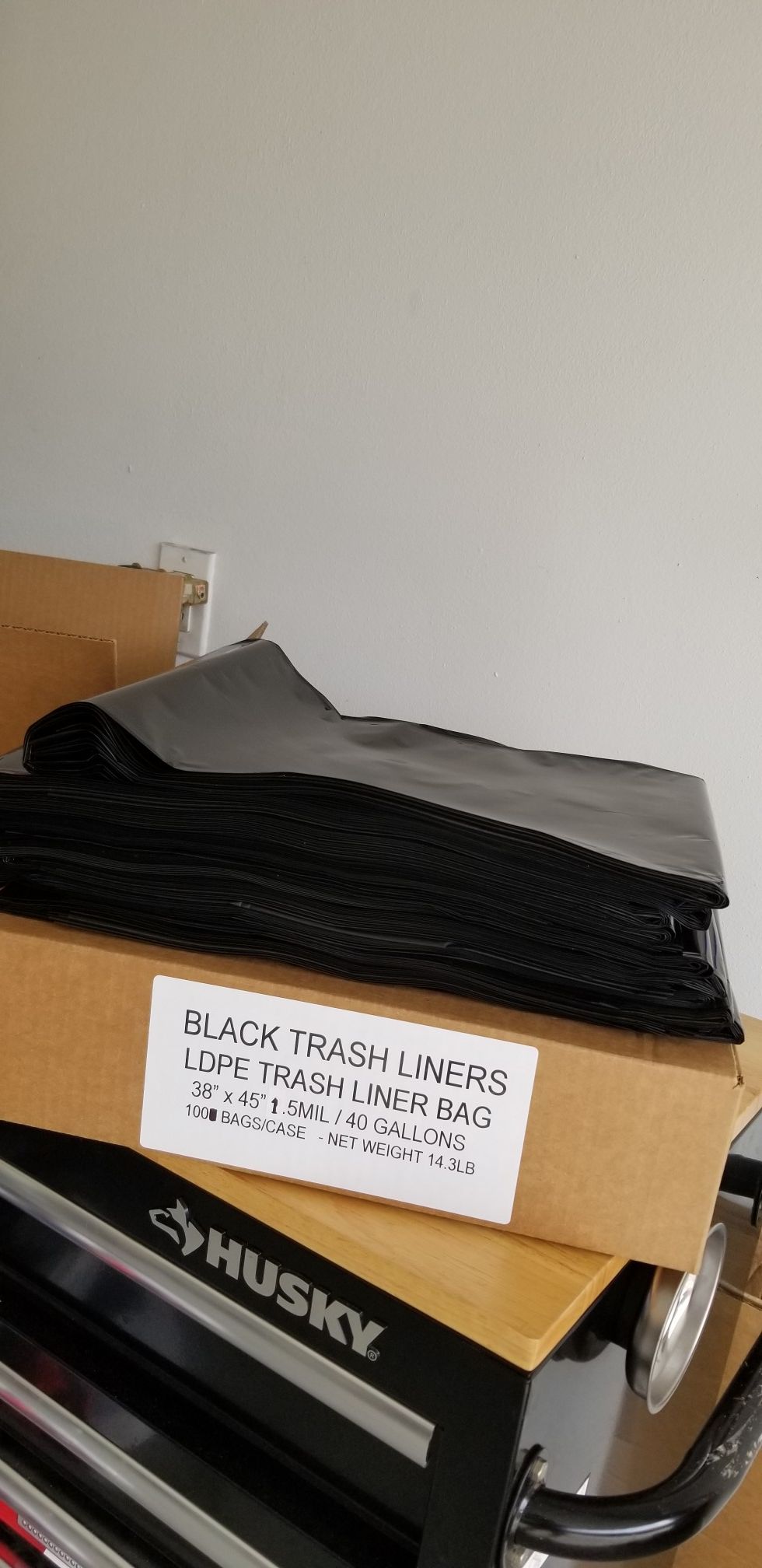 Black trash bags can liners 40/45 gallons 1.5mm