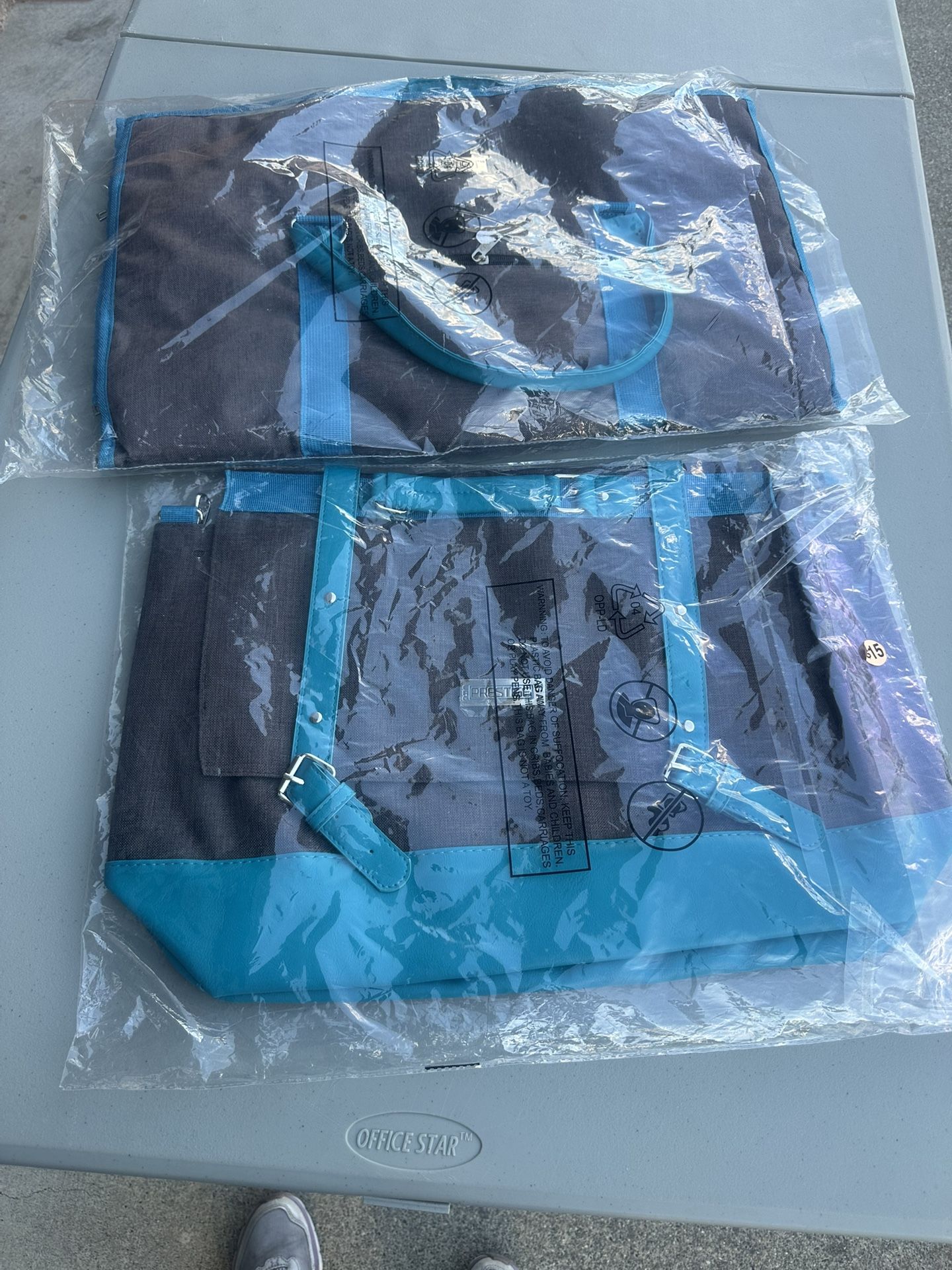 Suit Bag And Matching Tote Gray And Teal