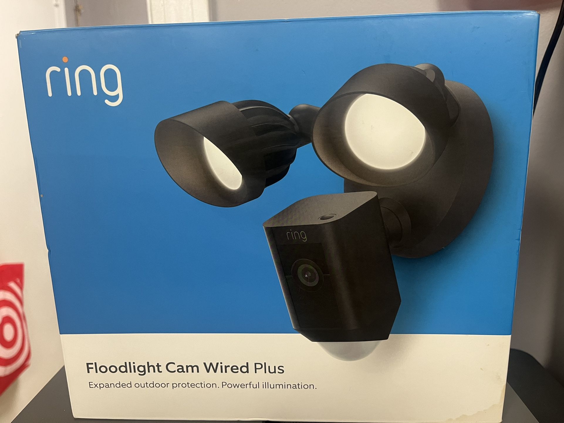 Ring Floodlight Cam Wired Plus Outdoor Wired Full HD Surveillance Camera - Black