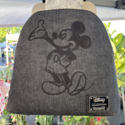 DISNEY LOUNGEFLY MICKEY MOUSE FIGURAL DENIM MINI BACKPACK 
