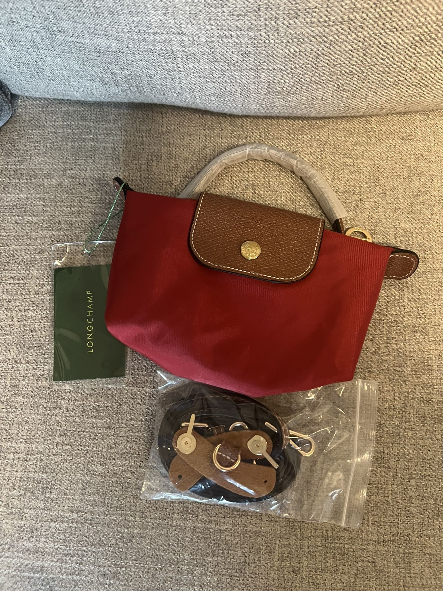 Red Longchamp Mini Tote Bag