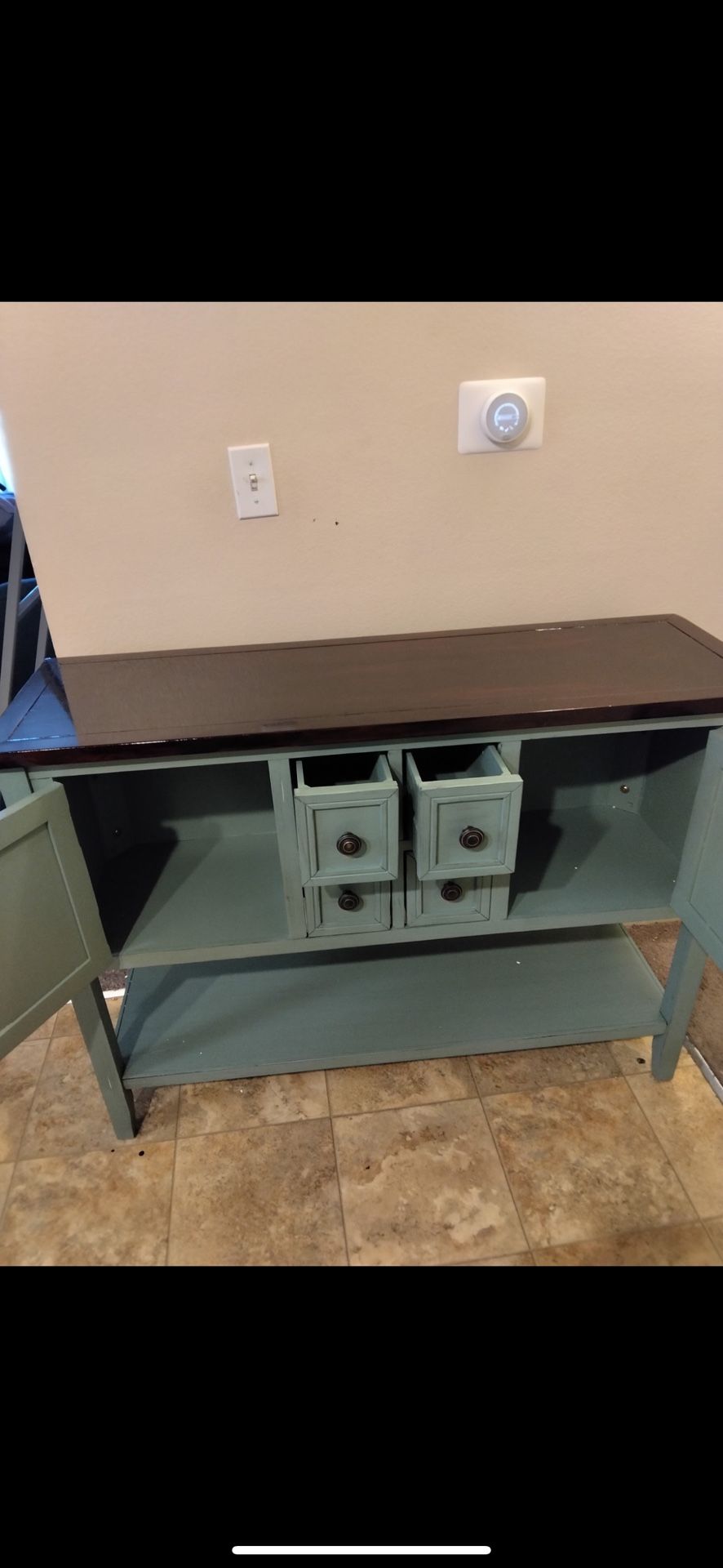 Table with Storage Drawers and Shelf