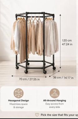 1pc Rolling Clothes Rack With Wheels, Single/Double-Tier Freestanding Garment Rack, Large Capacity Portable Closet Organizer For Hanging Clothes, Bedr
