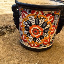 8” Talavera-Style Ceramic Pot – Hand-Painted Mexican Planter 