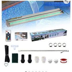 $150 YUDA LIGHTING STAINLESS STEEL 35.5" LED POOL WATERFALL FOUNTAIN 