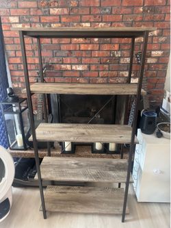 Weathered Oak Black Metal Shelving
