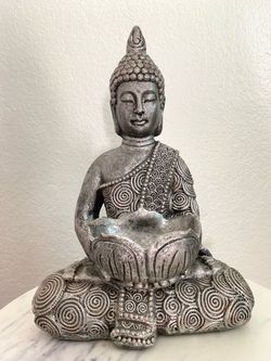Home Decor, Seated Buddha Statue with Lotus Bowl