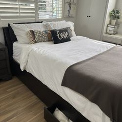 Queen bed frame With Drawers 