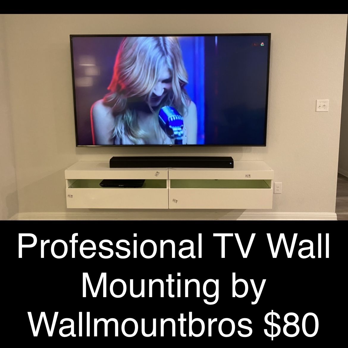 TV Wall Mount lnstallations By WallmountBros Outlets & Wires Hidden