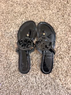 Authentic Tory Burch Miller Sandals Black Patent 8