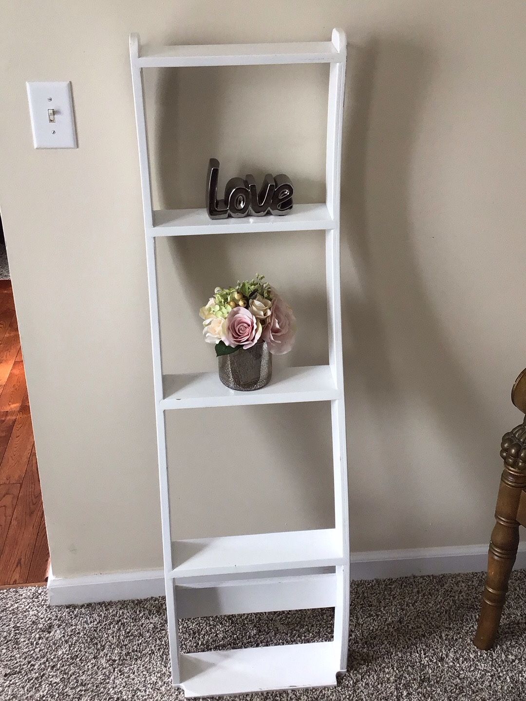 Decorative white ladder shelf