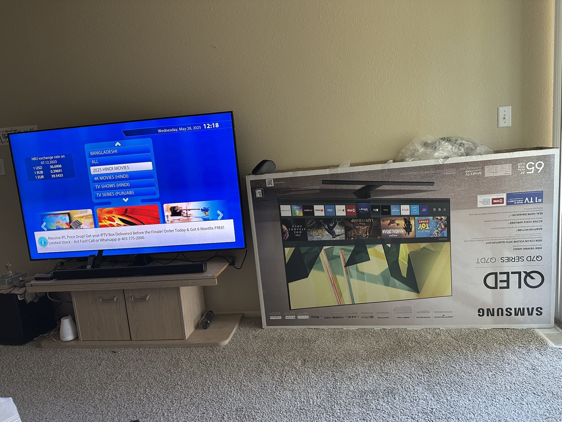 Samsung Qled TV With TV stand And Samsung Soundbar+woofer